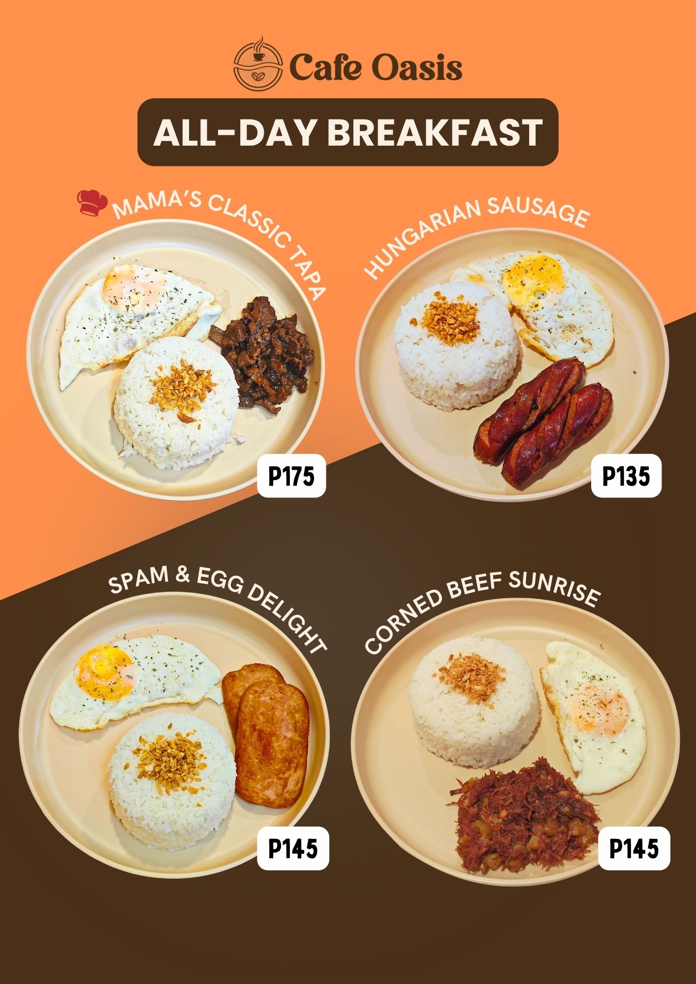 Cafe Oasis All-Day Breakfast Rice Meals